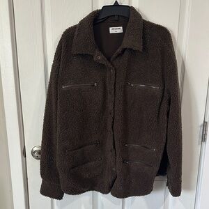 LNA clothing chocolate brown teddy shacket size small